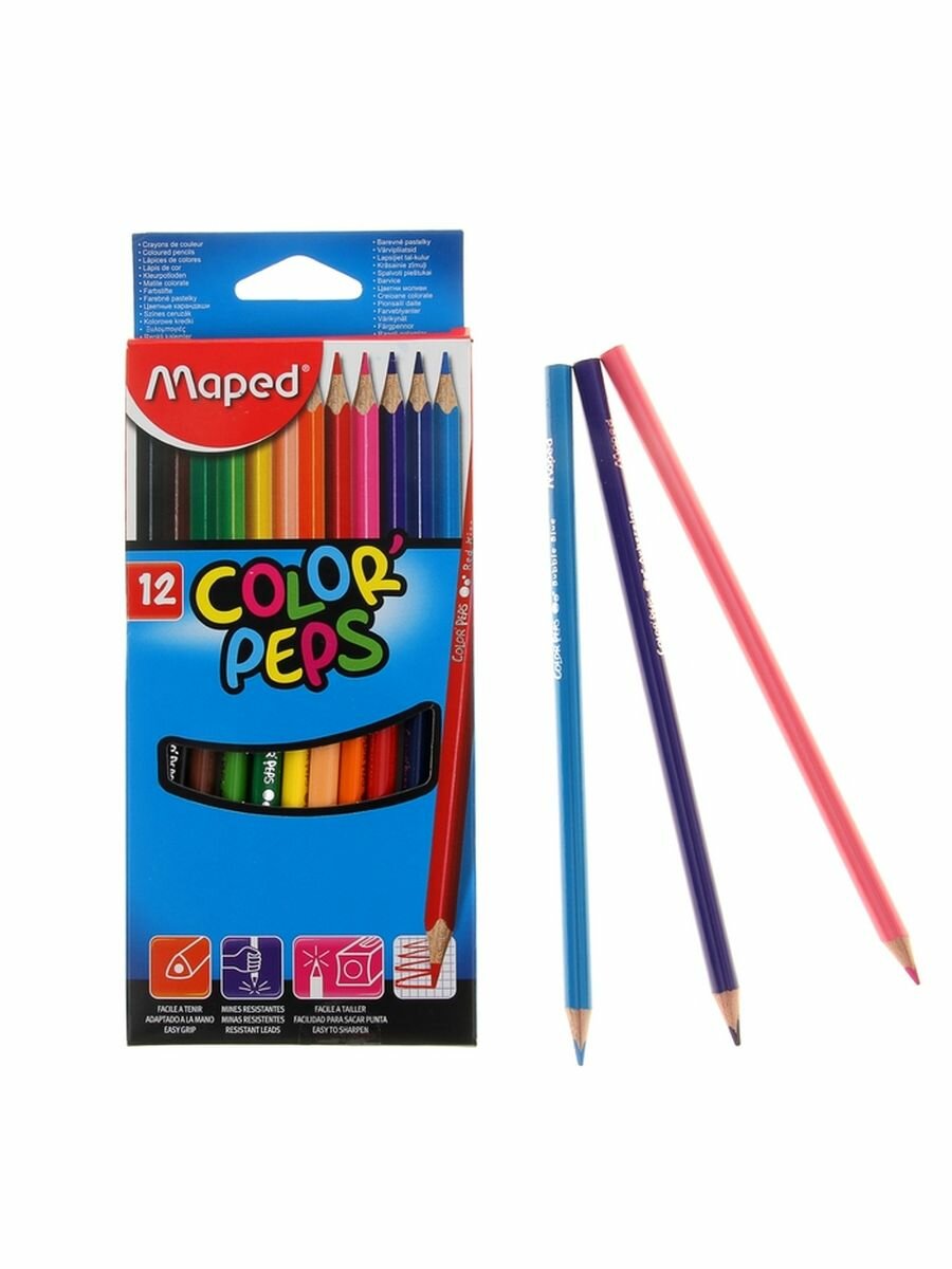 Карандаши цветные COLOR'PEPS MAXI, 12 цветов, треугольные (834010) - фото №15