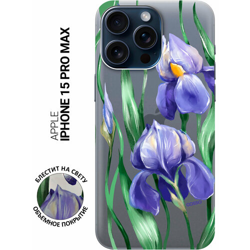 Силиконовый чехол на Apple iPhone 15 Pro Max / Эпл Айфон 15 Про Макс с рисунком Amazing Irises силиконовый чехол на apple iphone 15 pro max эпл айфон 15 про макс с рисунком amazing irises