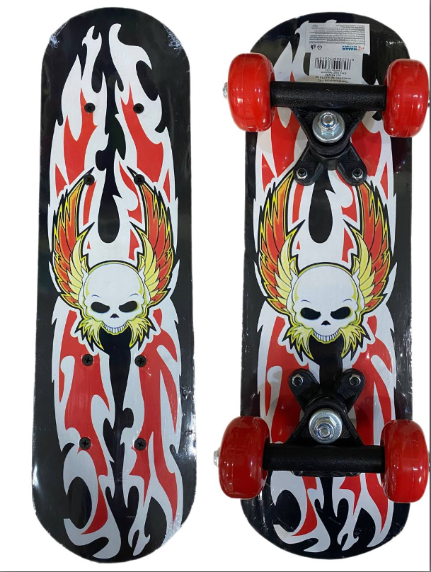 Скейтборд "Skull" 43x13, PVC-колеса, красный, черный и белый
