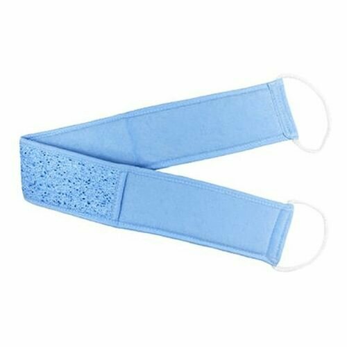 NataM Мочалка банная голубая, с ручками, 10 х 63 см