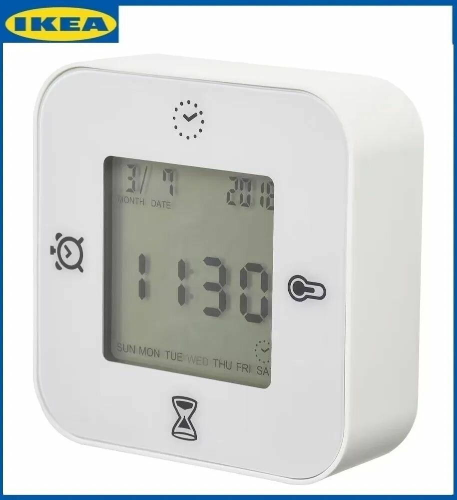 Часы/термометр/будильник/таймер IKEA, белый. Икеа клоккис KLOCKIS