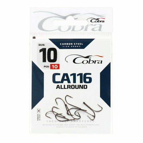 крючки cobra allround серия ca116 10 10 шт Крючки Cobra ALLROUND, серия CA116, № 10, 10 шт.