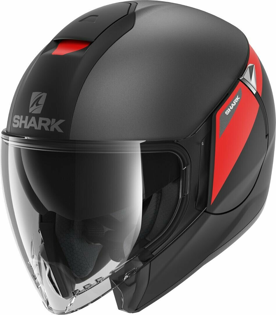 Мотошлем открытый SHARK CITYCRUISER KARONN MAT Black/Anthracite/Red, XS