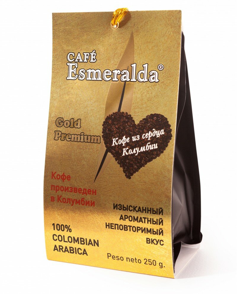 Кофе "Cafe Esmeralda" Gold Premium, в зернах, Колумбия, 250 гр.