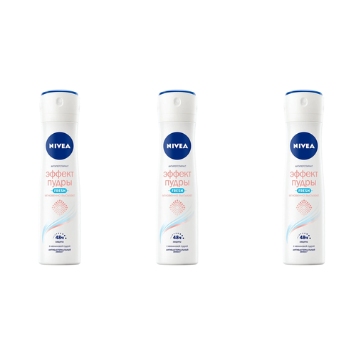 Антиперспирант Nivea, эффект пудры Fresh, 150 мл, 3 шт nivea антиперспирант эффект пудры ролик флакон 50 мл 150 г 1 шт