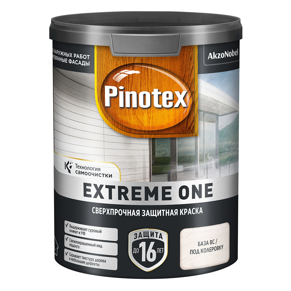 PINOTEX EXTREME ONE краска с эффектом самоочистки для защиты древесины до 16 лет база BW (09л)