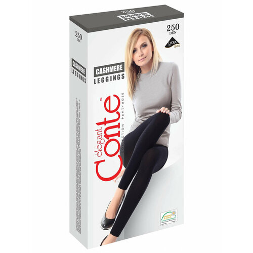 Легинсы Conte elegant CASHMERE Leggings, 250 den, размер 2/S, черный однотонные женские эластичные утепленные леггинсы теплые облегающие брюки колготки без ног