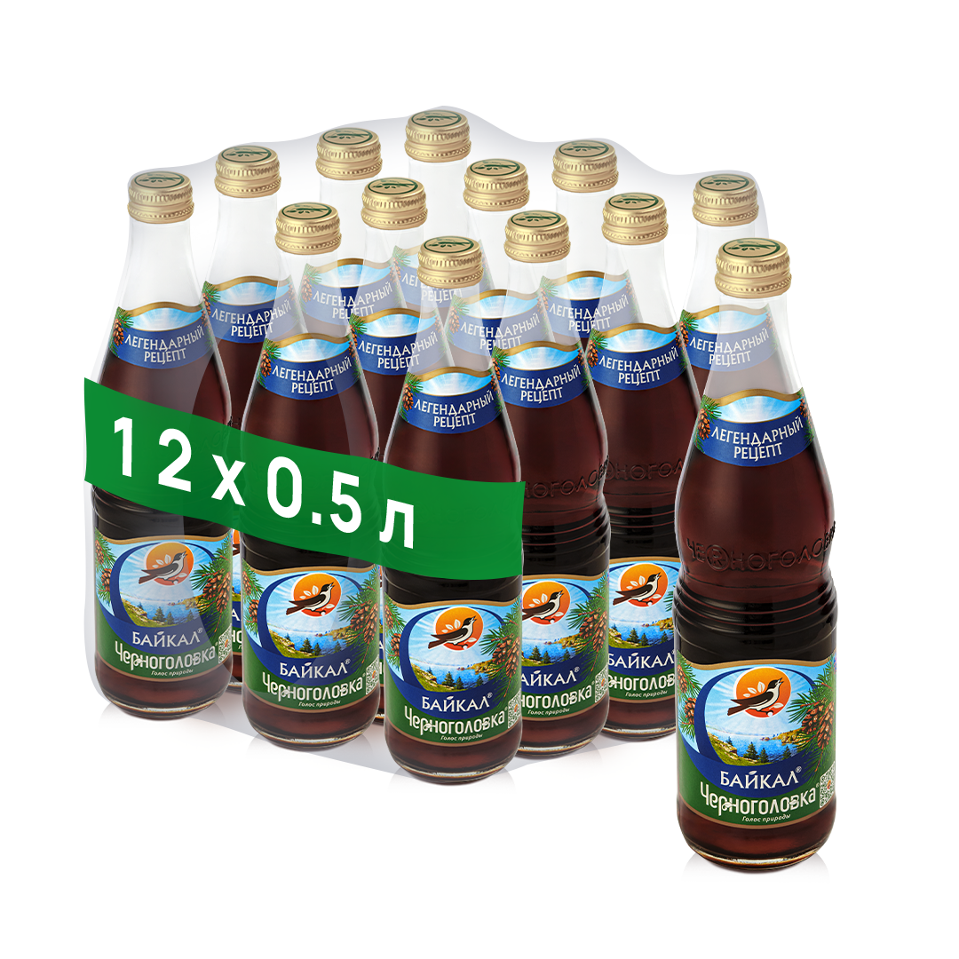 Лимонад Черноголовка "Байкал" в стеклянной бутылке, 12 шт по 0,5 л