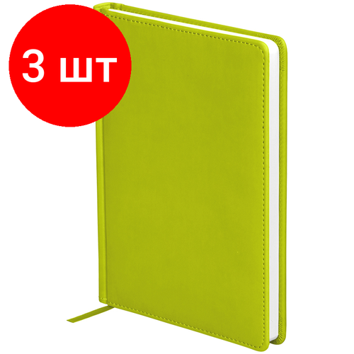 Комплект 3 шт, Ежедневник недатированный, А5, 136л, кожзам, OfficeSpace Winner, салатовый