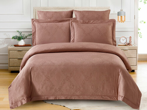 Комплект постельного белья Cleo Soft cotton 023-SC, евростандарт, жаккард, капучино