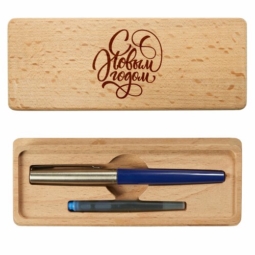 С Новым годом! Коробочка с перьевой ручкой Parker Jotter Special Blue. Подарочный набор.