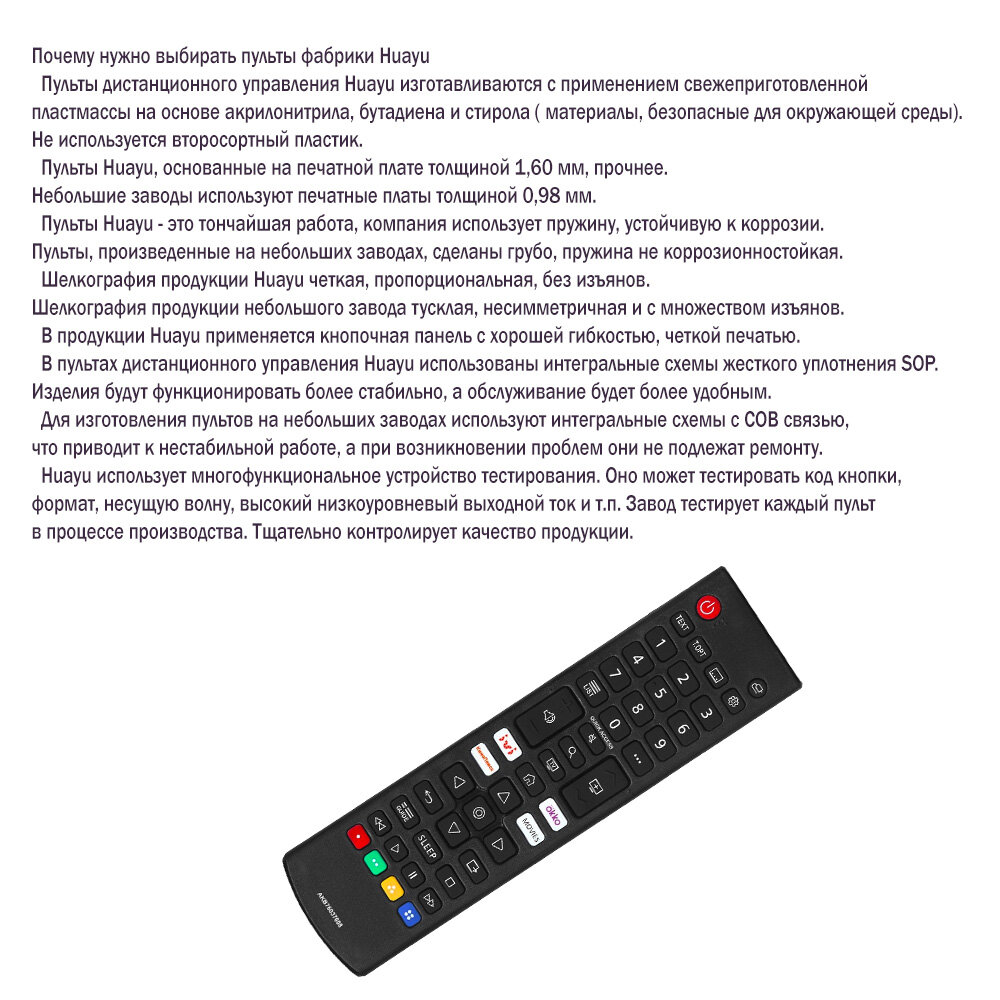 Пульт для телевизора LG 50UQ76003LD, Smart, Ivi, Okko, Netflix, кинопоиск