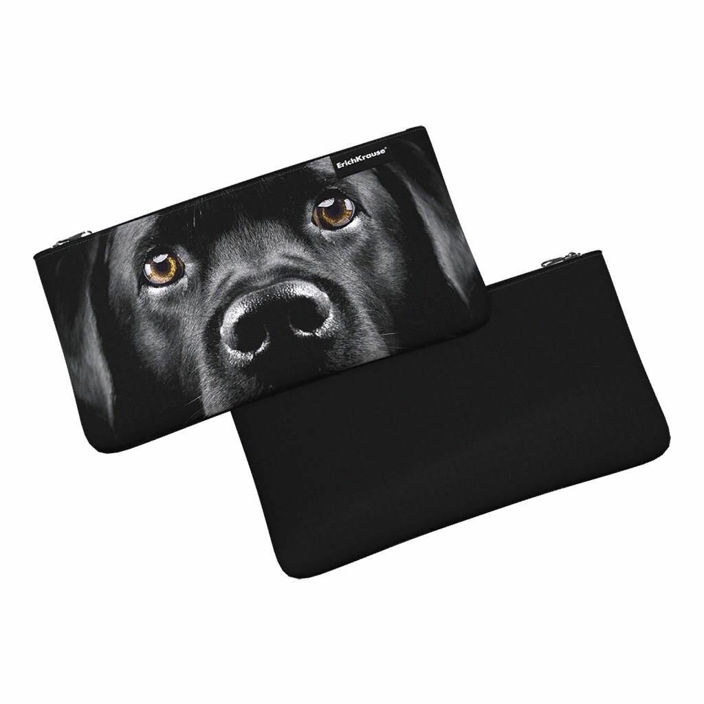 Пенал косметичка на молнии Erich Krause Light Black Dog 220*120мм 60440