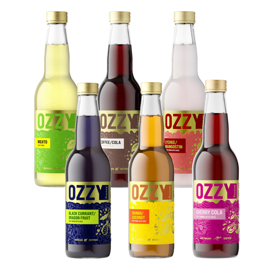 Ассорти крафтового лимонада OZZY FROZZY Export в стекле, 330мл, 6шт - фотография № 1