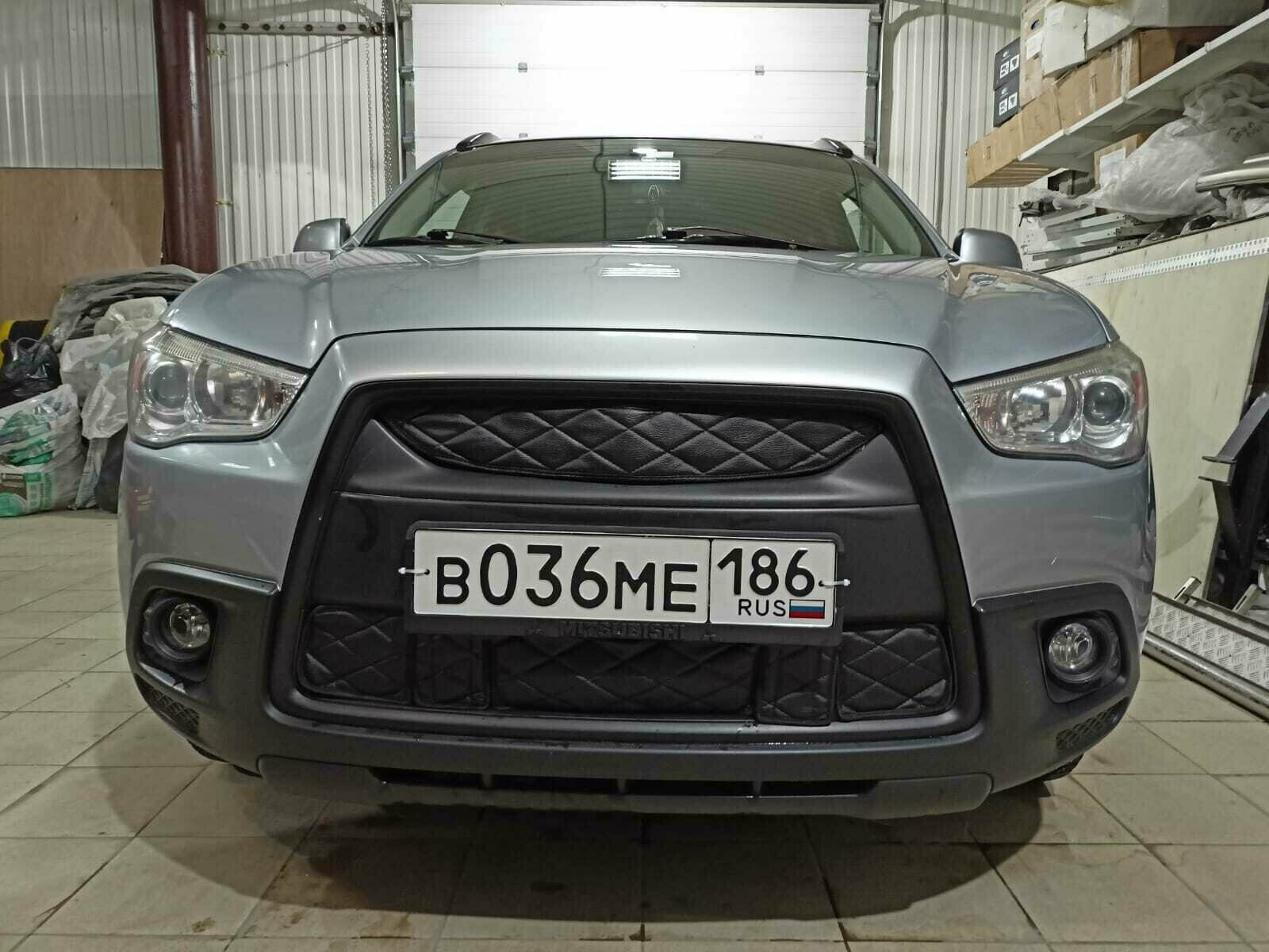 Акция Утеплитель радиатора для Mitsubishi ASX 2010-2013 Комплект верх/низ Кармашки Ромб