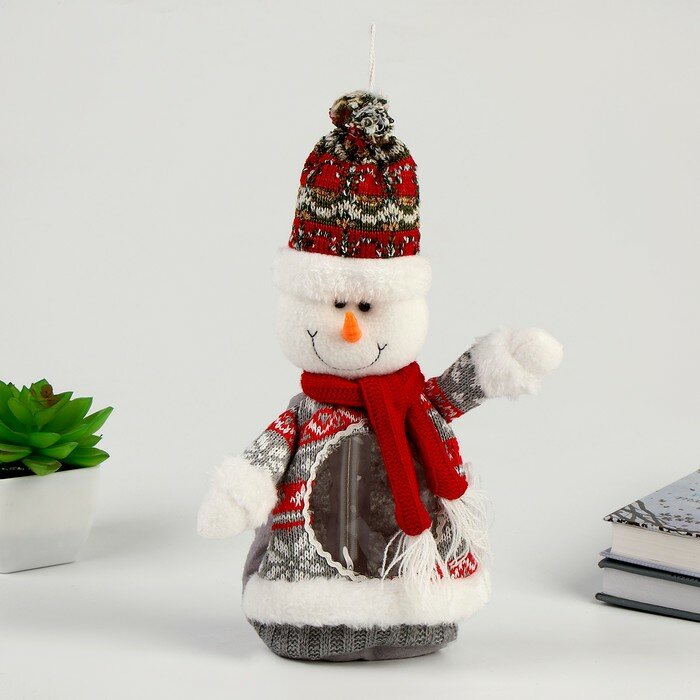 Подарочный мешок новогодний КНР "Снеговик", с завязками (9546743)