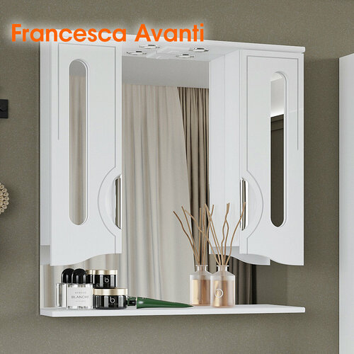 Шкаф-зеркало Francesca Avanti Инфинити 80 2 шкафчика белый