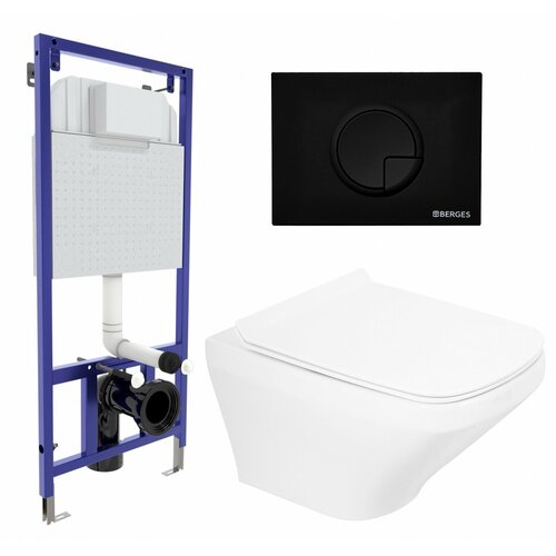 Комплект 3 в 1 инсталляция Berges Wasserhaus Novum 040225 + Унитаз подвесной BelBagno Sela BB3201CHR + кнопка черная комплект 3 в 1 инсталляция berges wasserhaus novum 040225 унитаз подвесной belbagno sela bb3201chr кнопка черная