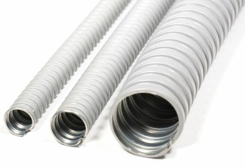 фото Металлорукав в ПВХ изоляции МРПИ НГ 32 d32мм без протяжки сер. (уп.20м) гофроматик/зэтарус zeta41914