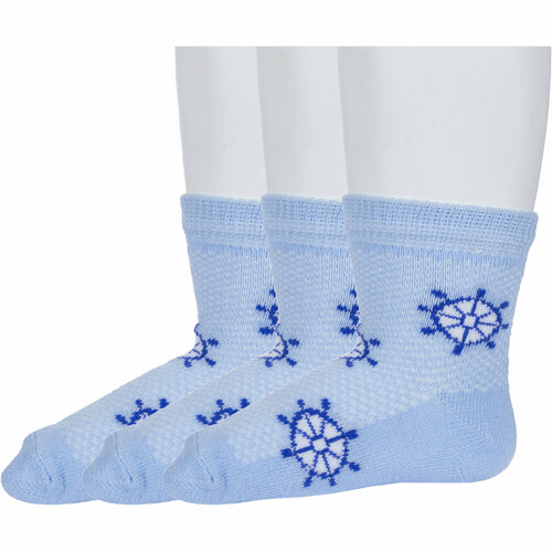 Носки Борисоглебский трикотаж 3 пары, размер 7-8, голубой носки носки vitacci nsk nab0033 мужской черный 67% хлопок 30% полиамид 3% эластан 5 пар