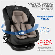 Автокресло детское поворотное Siger Ультра от 0 до 36 кг, антрацит