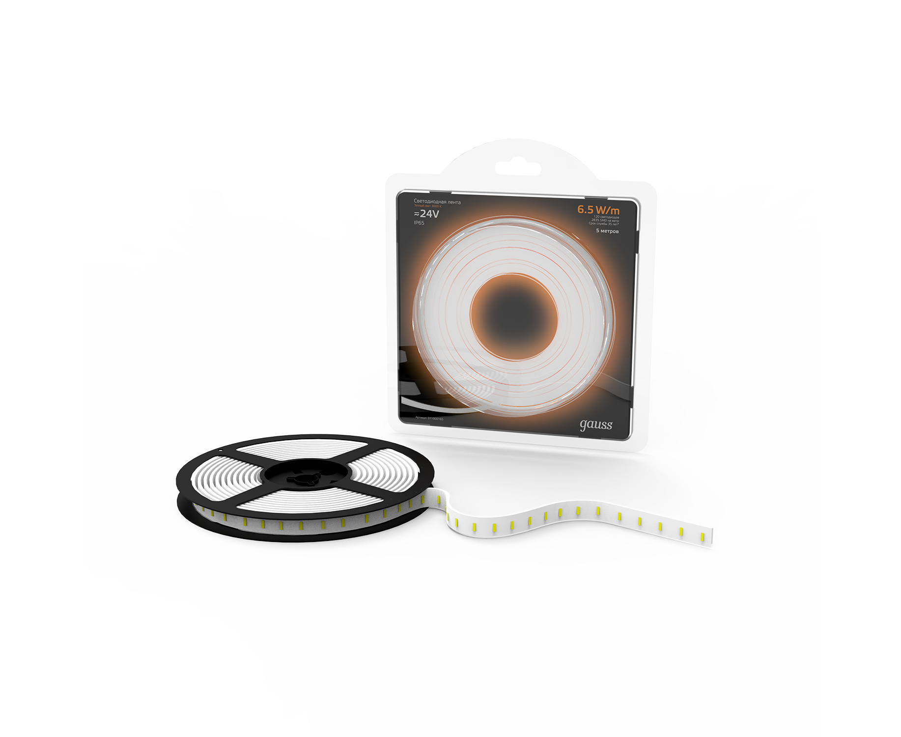 фото Лента светодиодная GAUSS LED 120 24 В 6,5 Вт IP65 3000 К 311000165