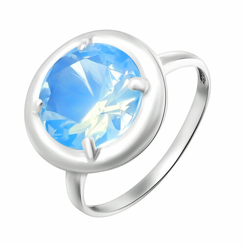 Кольцо Яхонт, серебро, 925 проба, кристалл, размер 18, голубой кольцо яхонт серебро 925 проба кристалл размер 18 5 голубой бесцветный