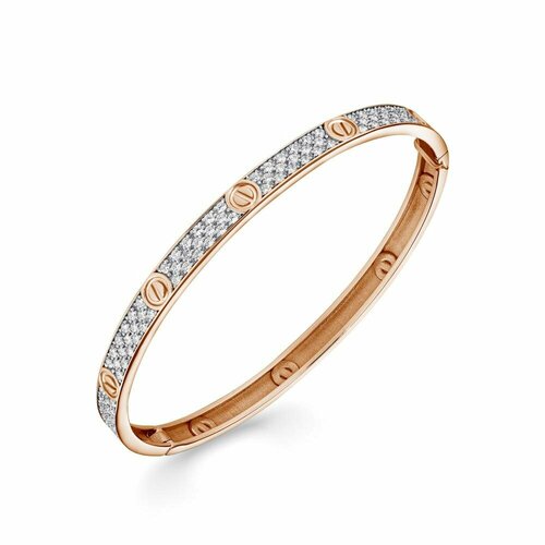 Браслет Золотая подкова, красное золото, 585 проба, фианит, длина 16.5 см.