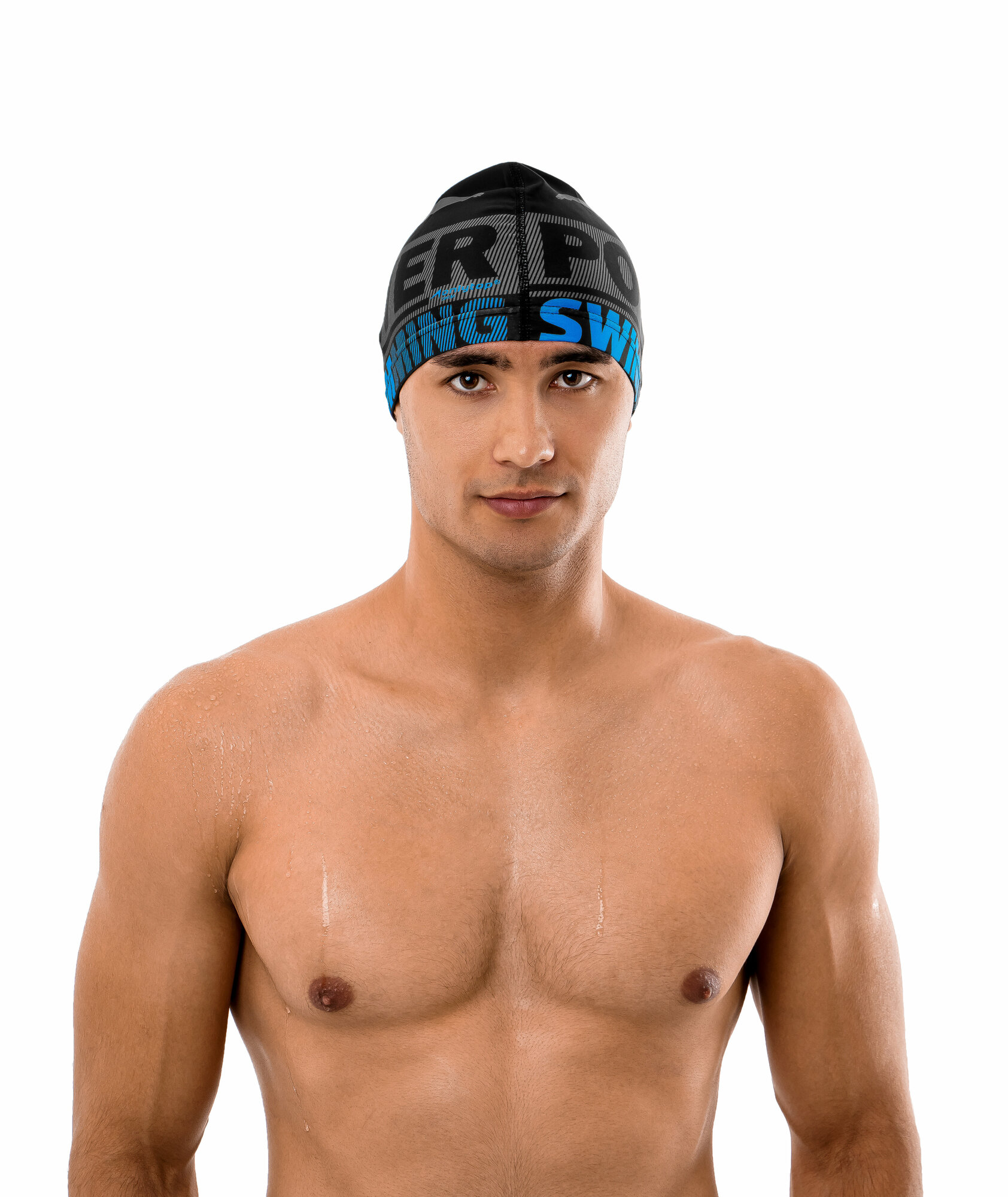 Шапочка ONLYTOP, для плавания, взрослая, обхват головы 54-60 см, цвет черный, голубой