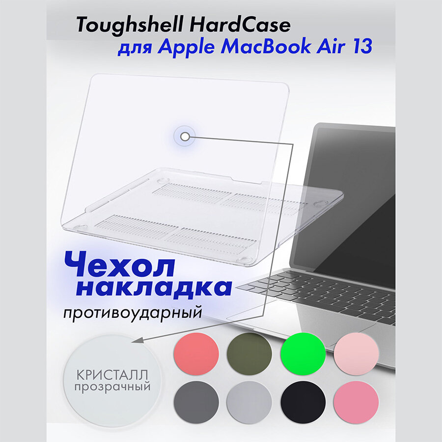 Чехол накладка для ноутбука MacBook Air 13 2022 A2681, Toughshell Hardcase, поликарбонат, матовый прозрачный