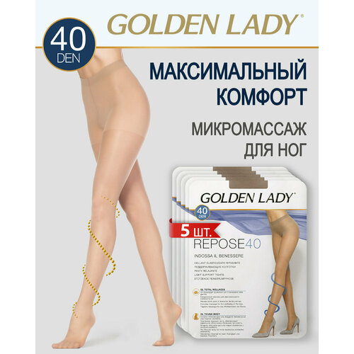 фото Колготки golden lady, 40 den, 5 шт., размер 5, бежевый