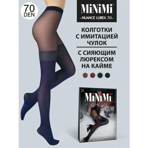 Колготки MiNiMi Nuance Lurex, 70 den, размер 2, серебряный, синий колготки minimi nuance lurex 70 den размер 2 серебряный синий