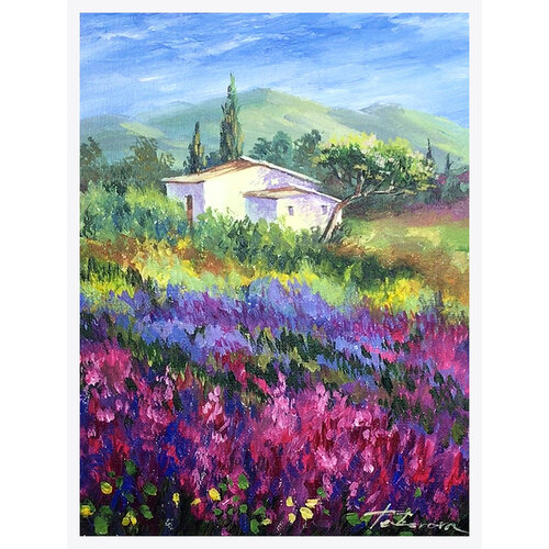 Дом в лавандовых полях, пейзажи Прованса, июль 2023 (без рамы)