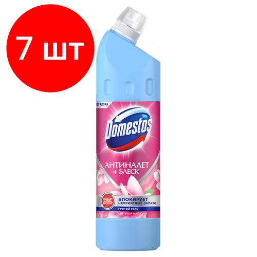 Комплект 7 шт, Чистящее средство универсальное Domestos "Антиналет+блеск. Цветущая магнолия", гель, без хлора, 750мл