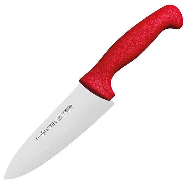 Нож поварской «Проотель»; сталь нержавеющая, пластик; L=29/15, B=4.5см; металлический , красный