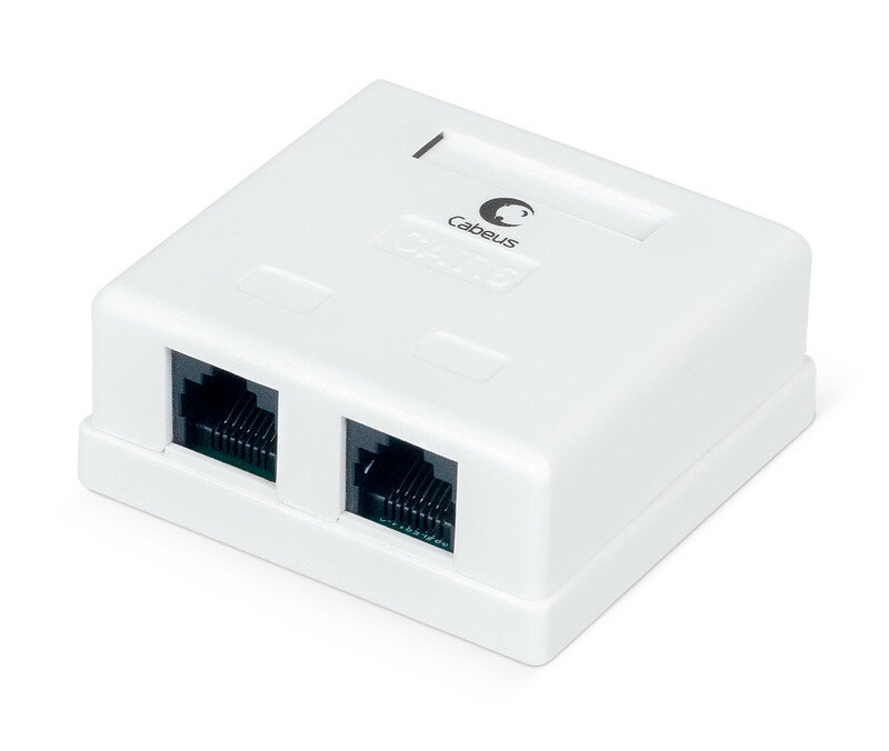 Cabeus WS-8P8C-Cat.6-2 Розетка компьютерная RJ-45(8P8C) категория 6 двойная внешняя Dual IDC