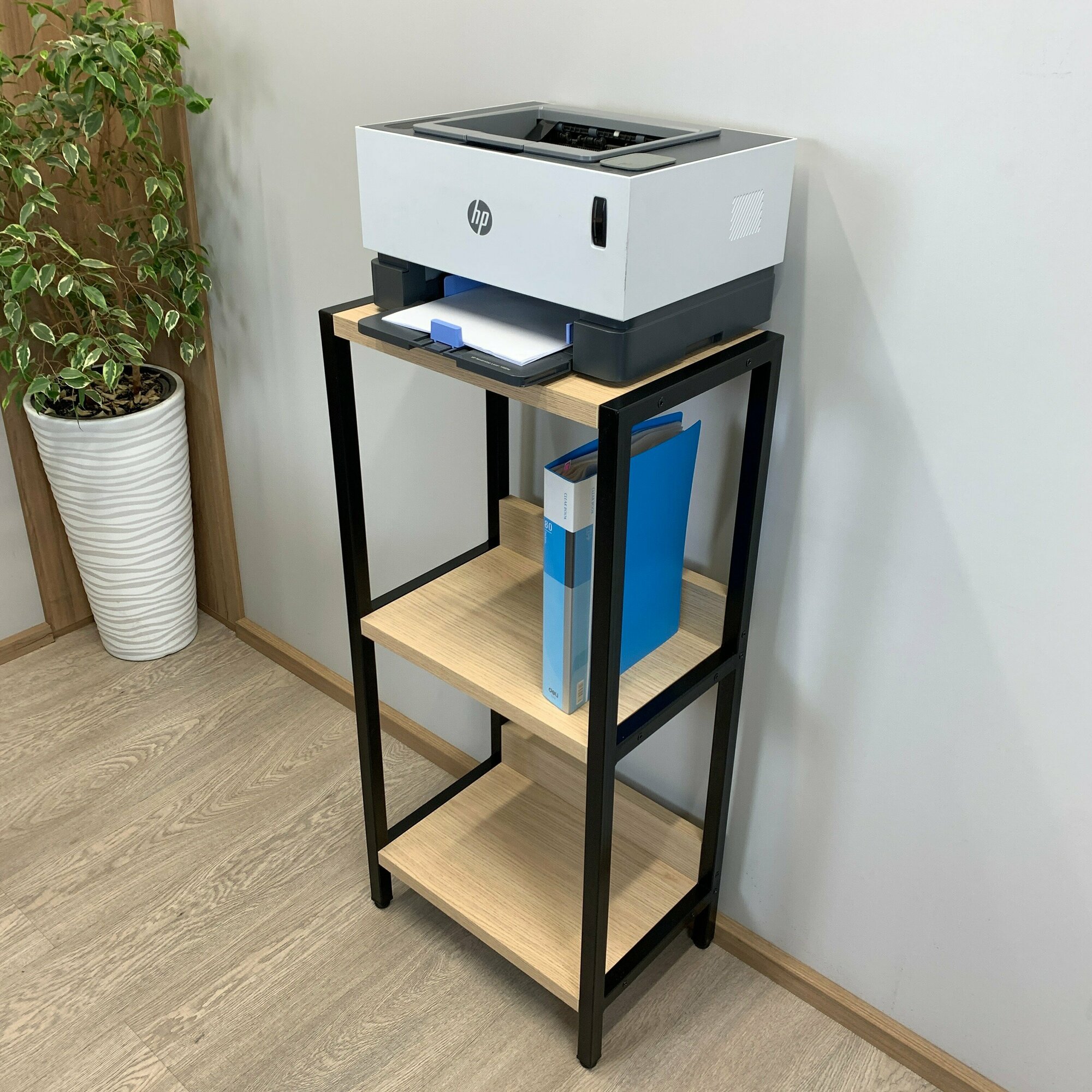 фото Тумба под принтер FERO 65х30х95 (черный), тумба в офис, основание металл.