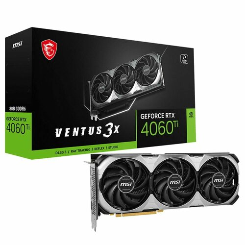 Видеокарта RTX4060Ti VENTUS 3X E 8G OCB GDDR6 128-bit DPx3 HDMI 3FAN RTL видеокарта msi geforce rtx 3060 ti ventus 3x 8g lhr rtl