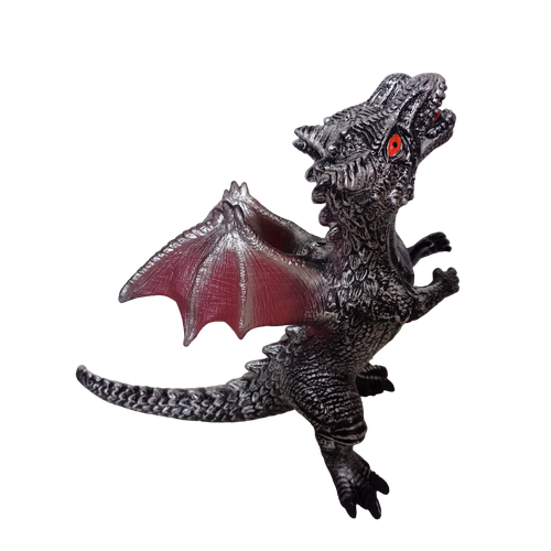 Дракон 2-х головый с крыльями, интерактивная развивающая игрушка, высота 30 см, со звуком , серый