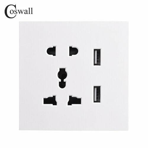 Универсальная настенная розетка Coswall F8, USB-порт 2,1А