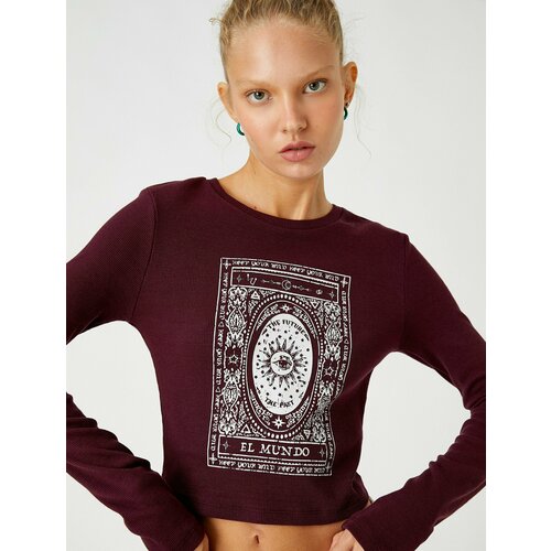 фото Лонгслив koton, размер xl, бордовый