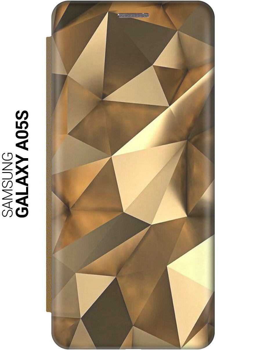 Чехол-книжка на Samsung Galaxy A05s / Самсунг А05с с рисунком "Бронзовые грани" золотистый