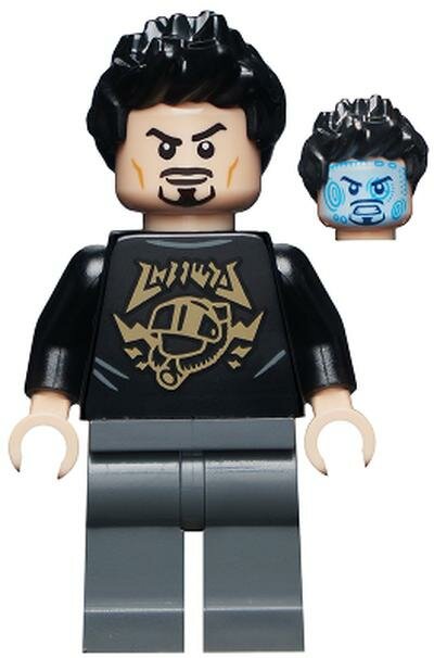 Минифигурка Lego sh747 Tony Stark - Black Shirt with Gold Helmet