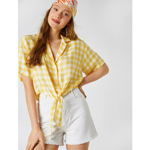 Рубашка KOTON, размер 34, желтый рубашка koton размер 46 желтый