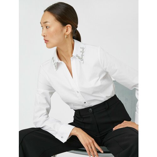 фото Рубашка koton, размер 34, бежевый