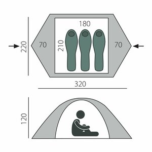Палатка трекинговая трехместная Btrace Travel 3, зеленый