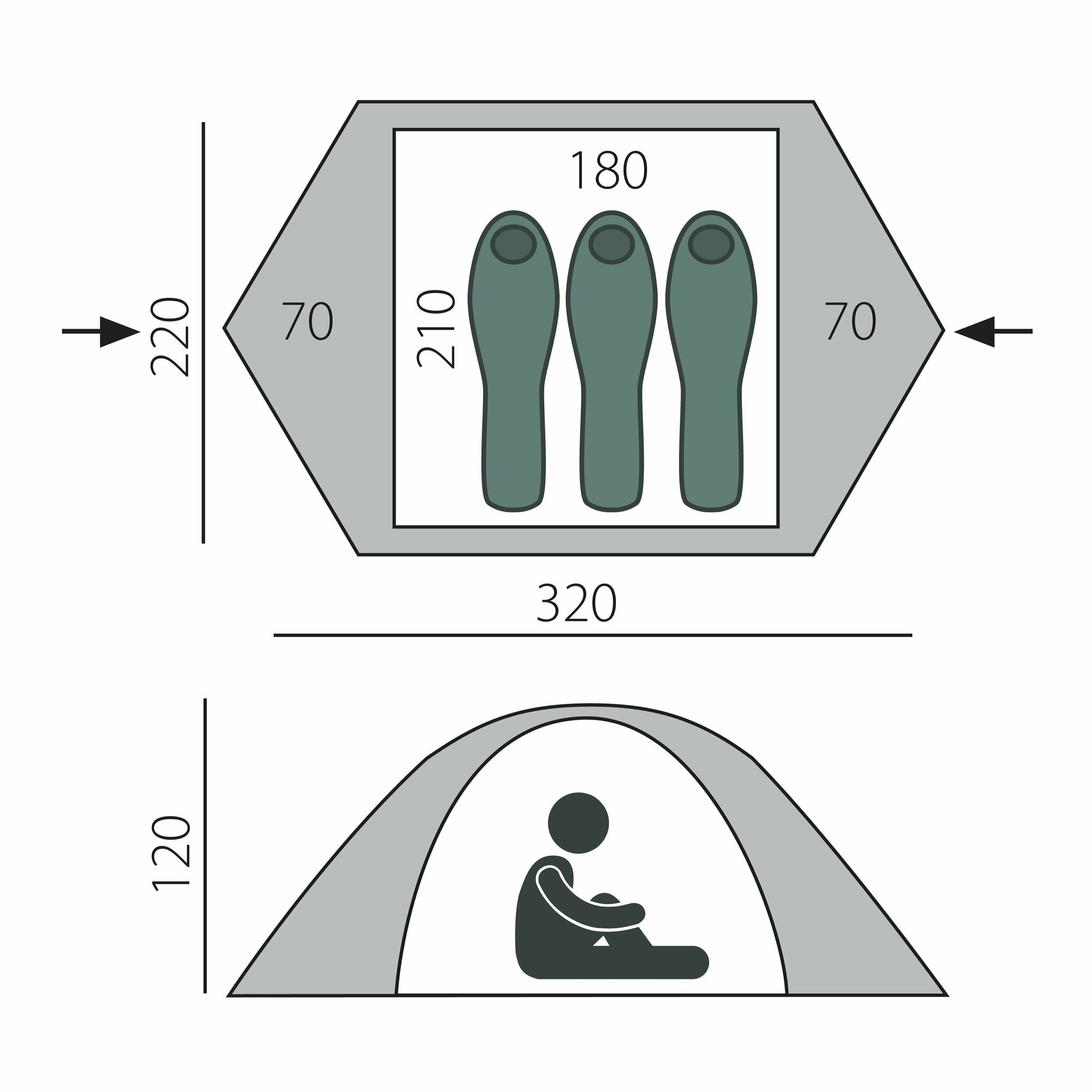 Палатка трекинговая трехместная Btrace Travel 3, зеленый