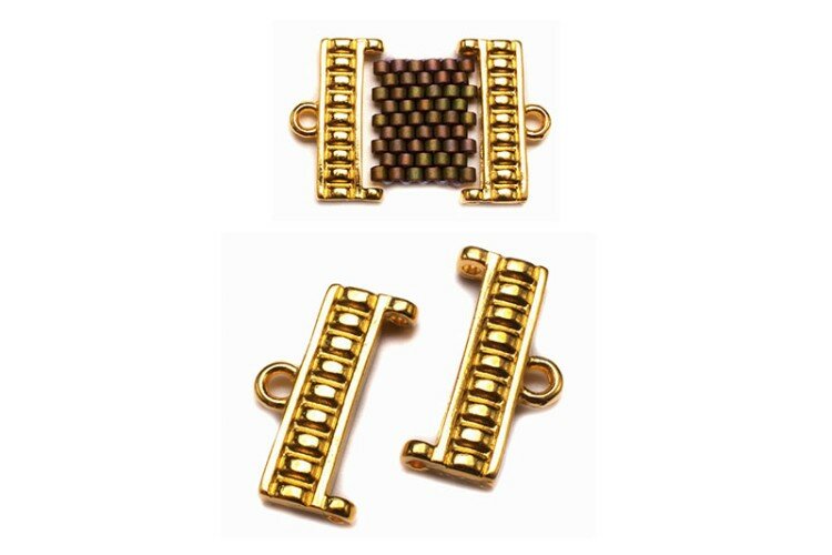 Концевик CYMBAL Kouroupa для Delica 11/0 8х16х2мм, петля 1,7мм, отверстие 0,8мм, цвет золото, 24K Gold Plate, 11-209, 2шт