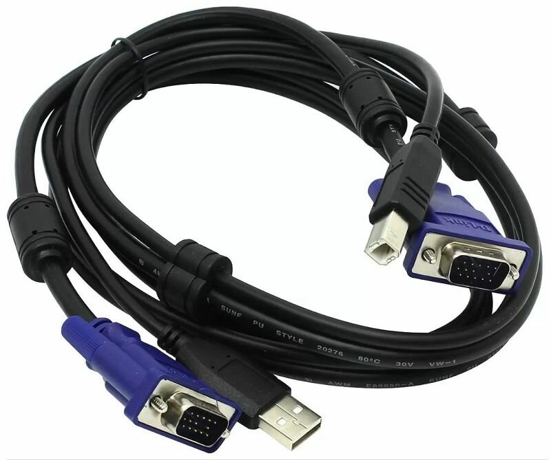 Кабель D-Link DKVM-CU для KVM переключателя (VGA15M&USB A-->VGA15M&USB B) <1.8м>