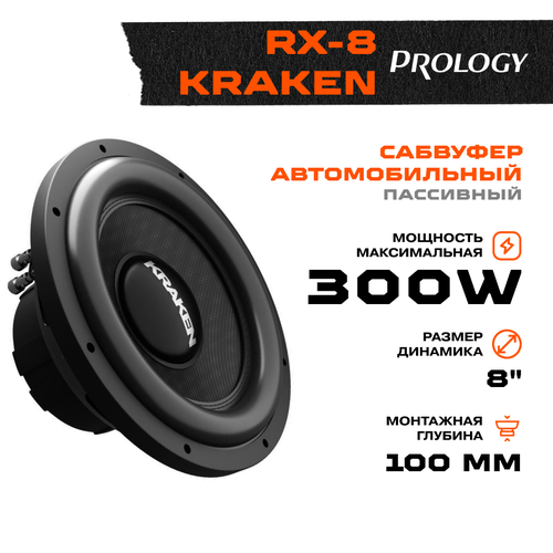 Сабвуфер Prology RX-8 KRAKEN 4 Ом 4690₽